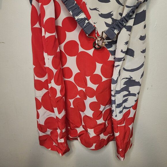 Anthropologie Yoana Baraschi Silk Polka Dot Feather Art Patch Dress Womens Large - Picture 7 of 13